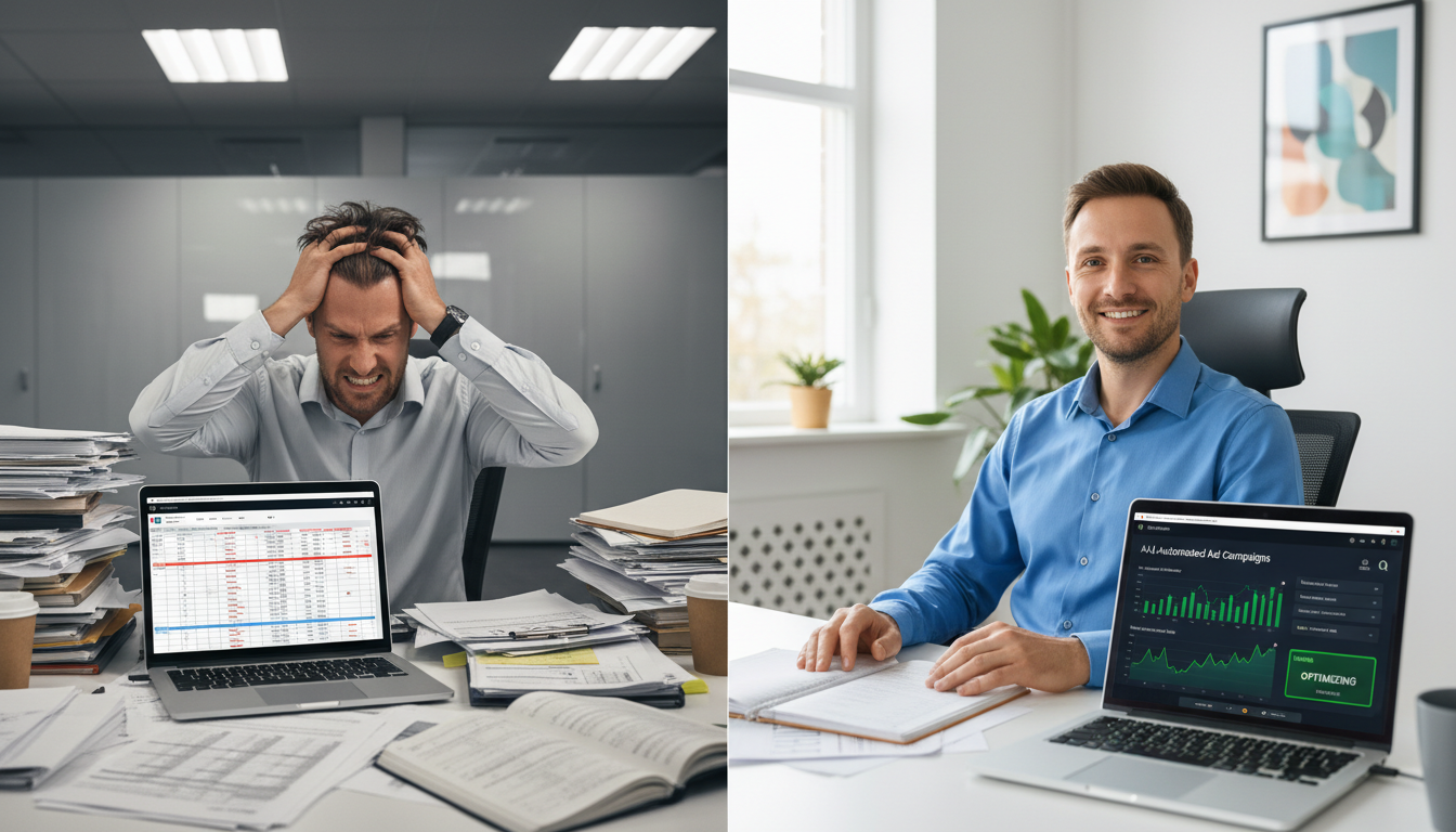 Amazon seller transitioning from manual PPC campaign management to AI advertising automation tools for better results
