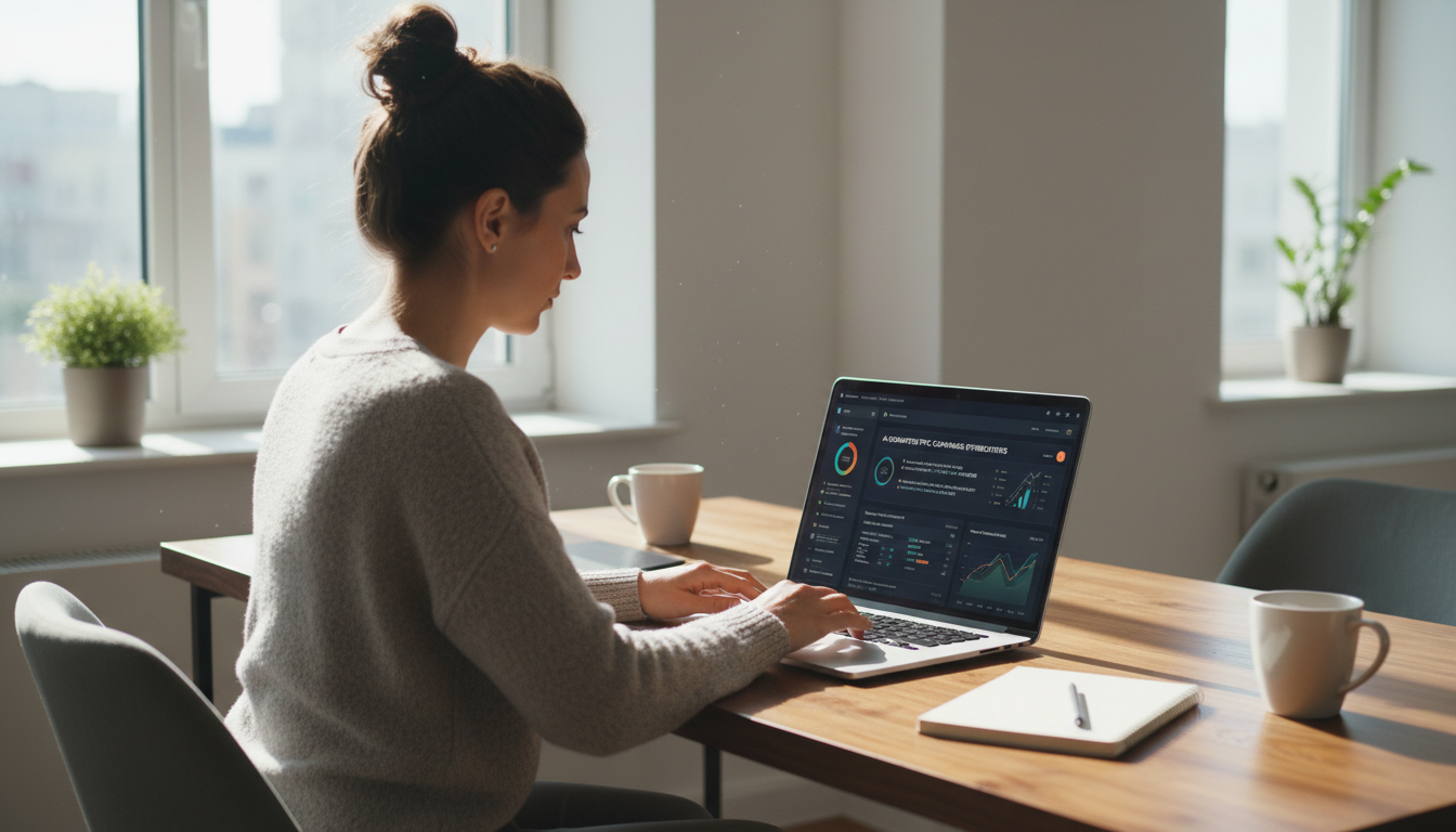 Amazon seller using AI advertising tools to optimize PPC campaigns and reduce ACoS