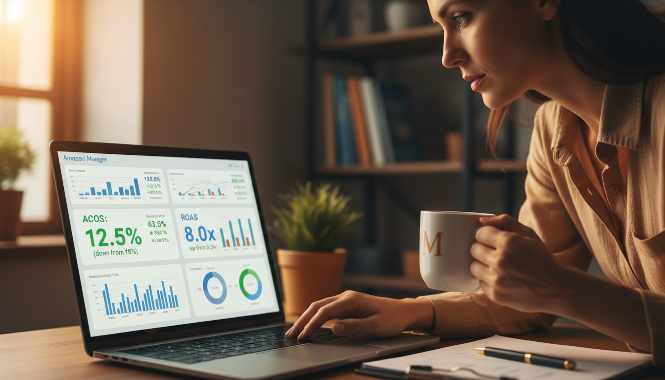 Brand manager optimizing Amazon advertising campaigns to boost sales of most sold products on Amazon