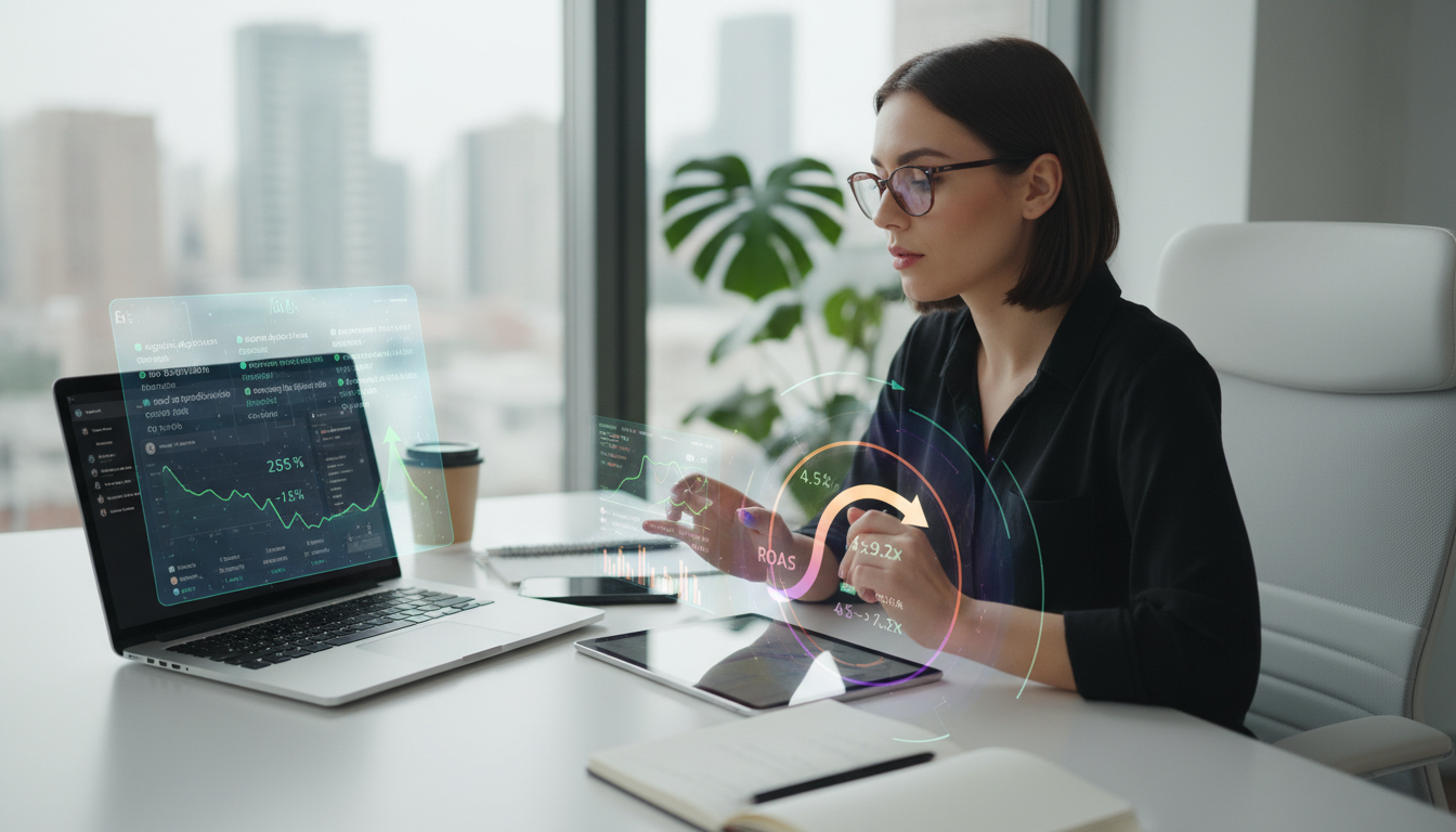 Amazon seller using AI advertising tools to optimize PPC campaign performance and reduce ACoS