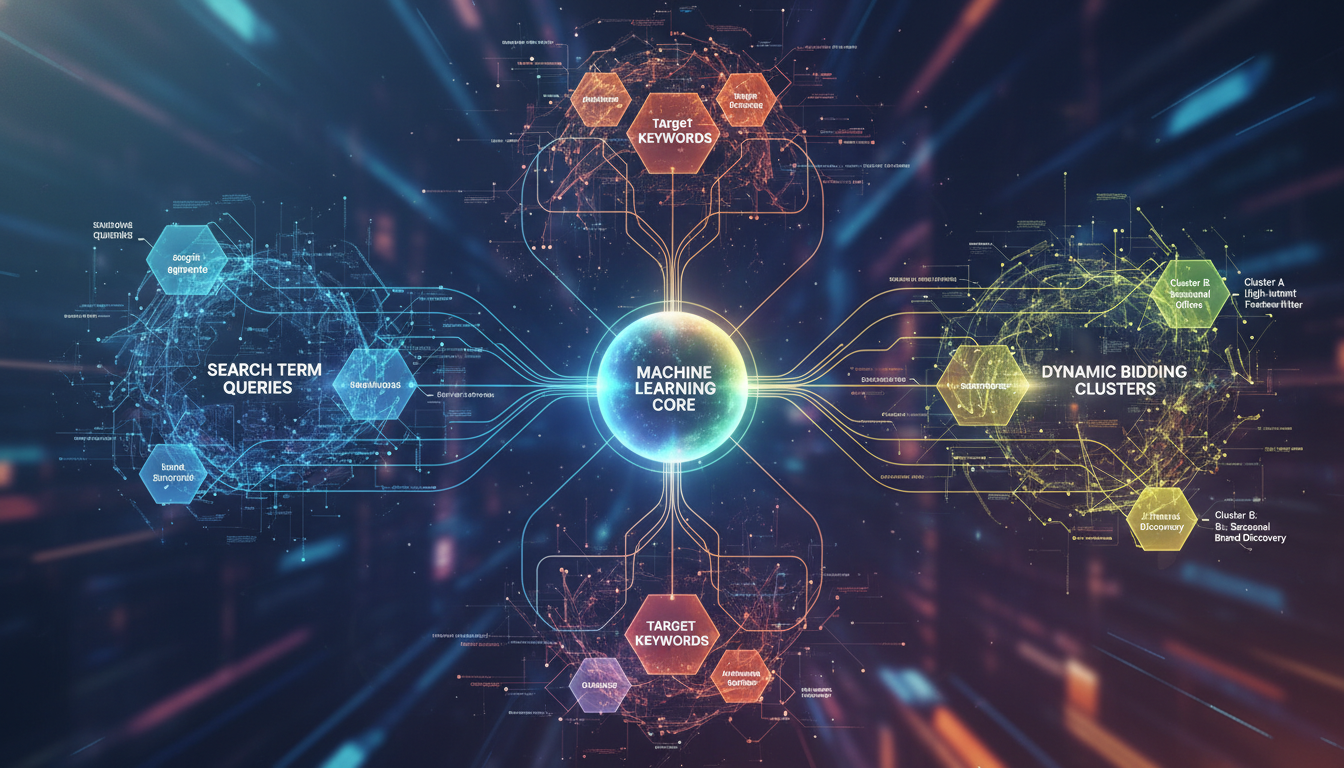 AI ads creator organizing keyword bids for amazon advertising campaign optimization