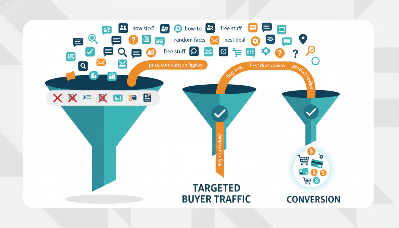 Visual infographic illustrating negative keyword filtering in Amazon PPC campaign management.