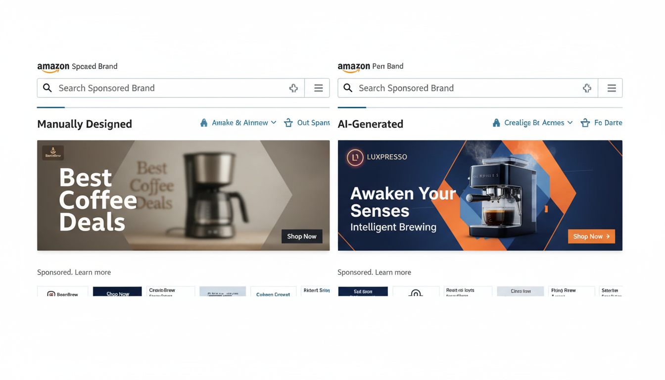 Comparison of manually created vs AI-generated Amazon ad creative for PPC campaigns