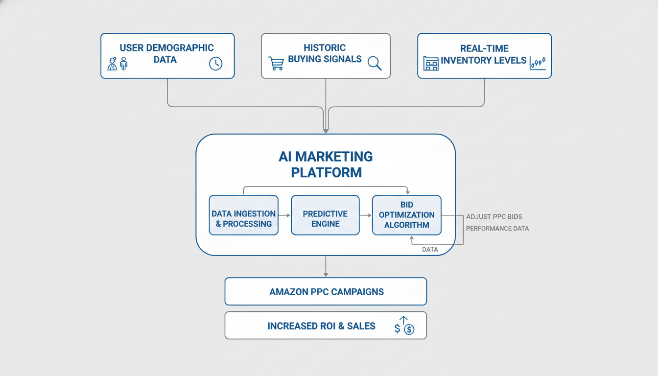 Real-time AI advertising and bidding logic diagram
