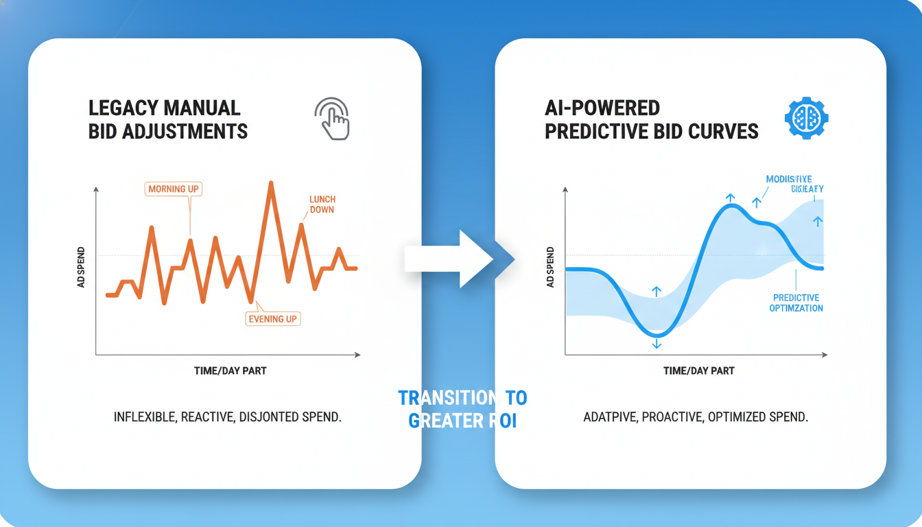 Comparison chart of manual Amazon PPC bidding versus AI-driven automated bidding